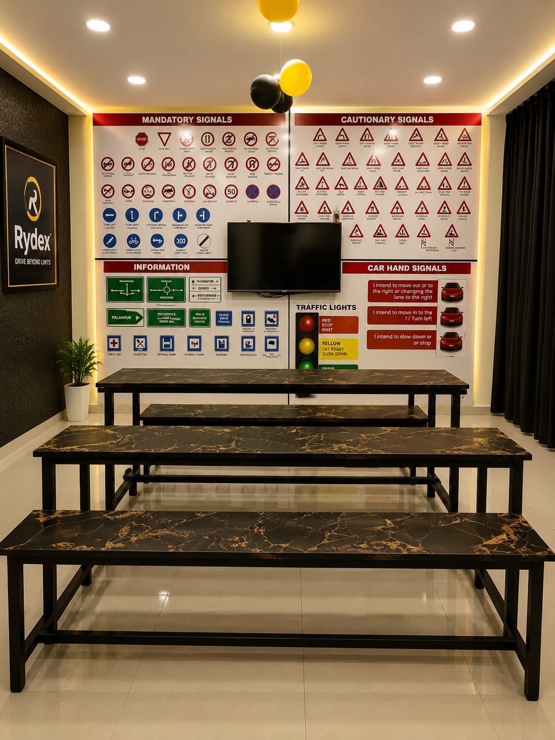 Rydex classroom with traffic sign training boards