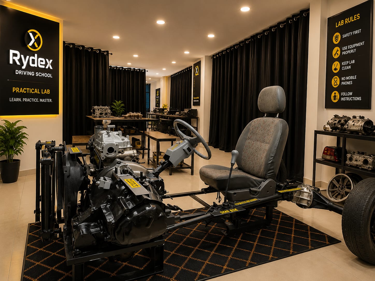 Rydex practical lab with vehicle training equipment