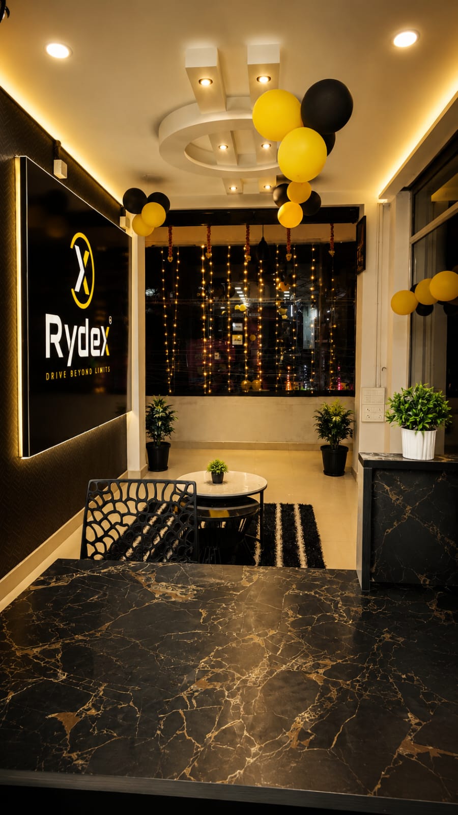 Rydex reception area with brand wall